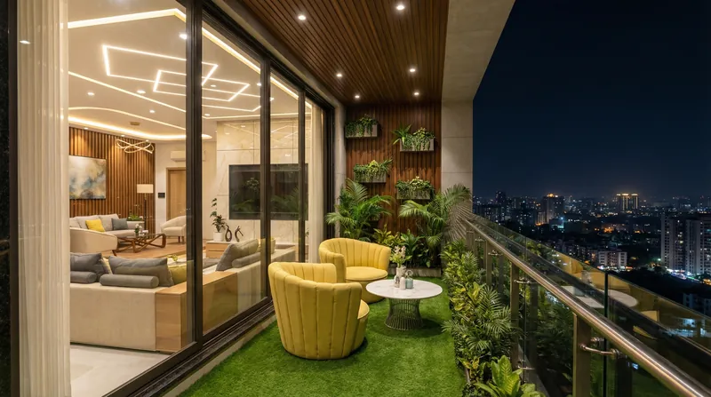 Balcony Night, 4BHK Residence, Worli, Mumbai