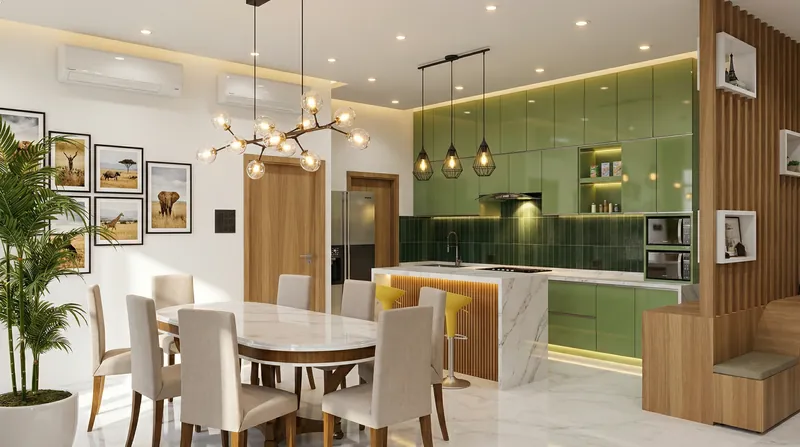 Dining and Kitchen, 4BHK Residence, Worli, Mumbai